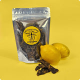 Honey Lemon Beef Jerky with Yellow Background