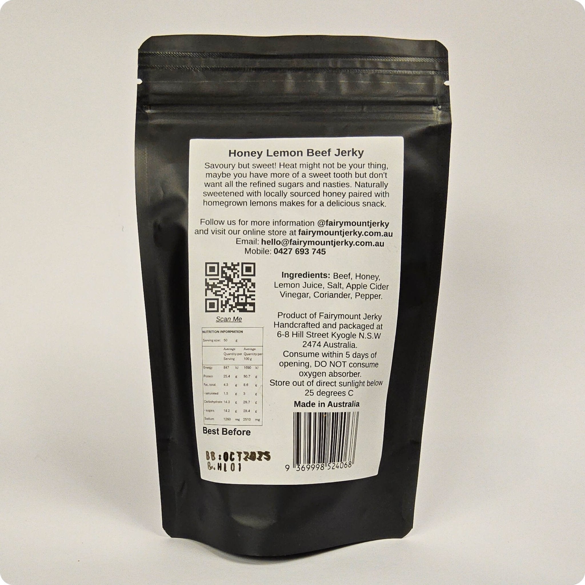 Honey Lemon Beef Jerky - Fairymount Jerky